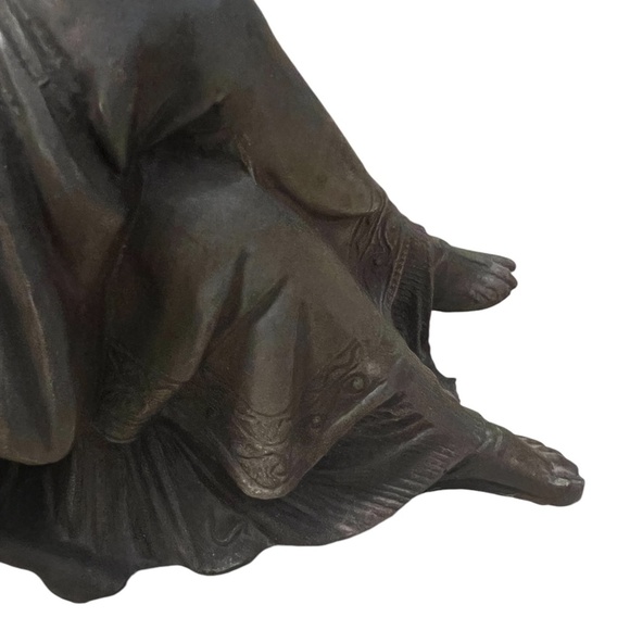 Cast Metal Art Nouveau Statue of Woman with A Lyre Metal Alloy Harp Collectible - Picture 8 of 10